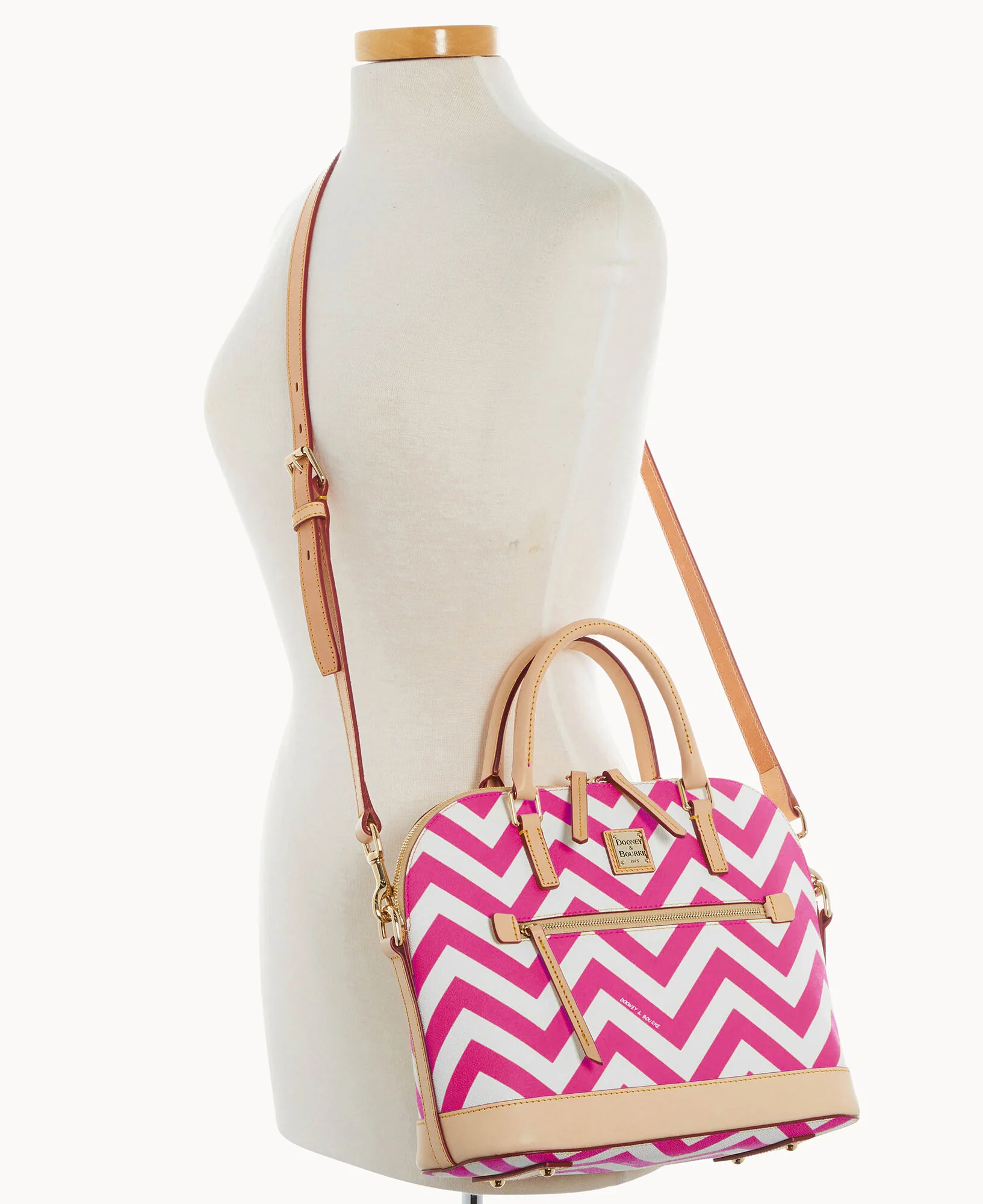 Chevron Domed Zip Satchel - Image 4