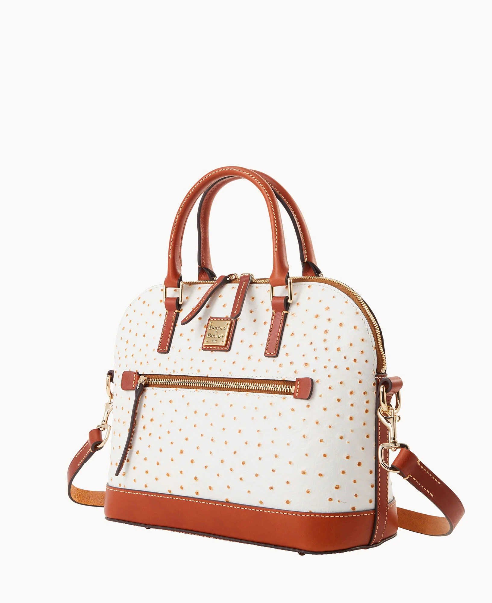 Ostrich Domed Zip Satchel - Image 13
