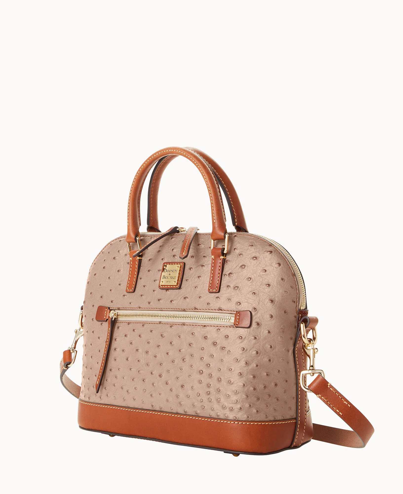 Ostrich Domed Zip Satchel - Image 17