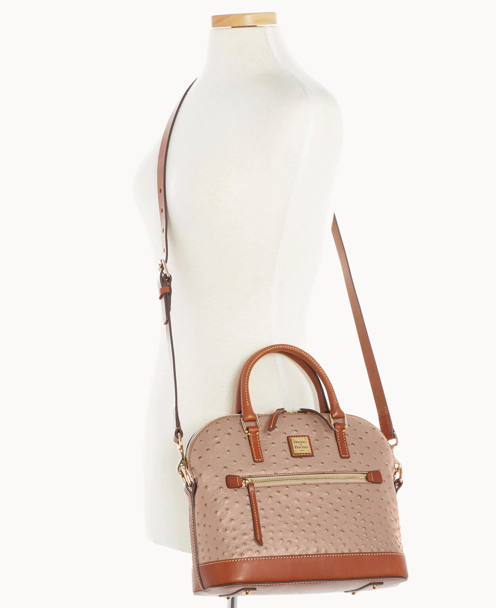 Ostrich Domed Zip Satchel - Image 19