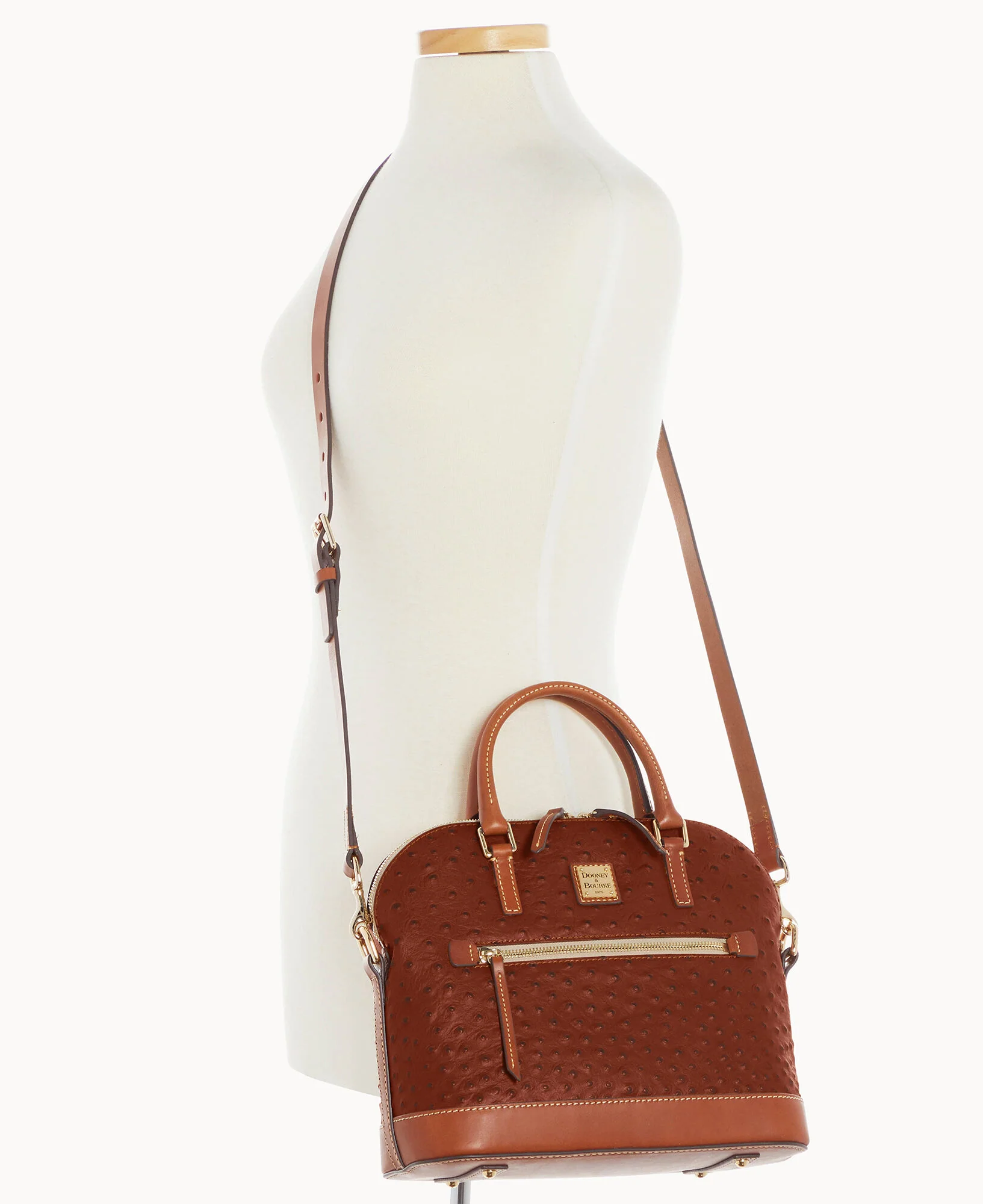 Ostrich Domed Zip Satchel - Image 23