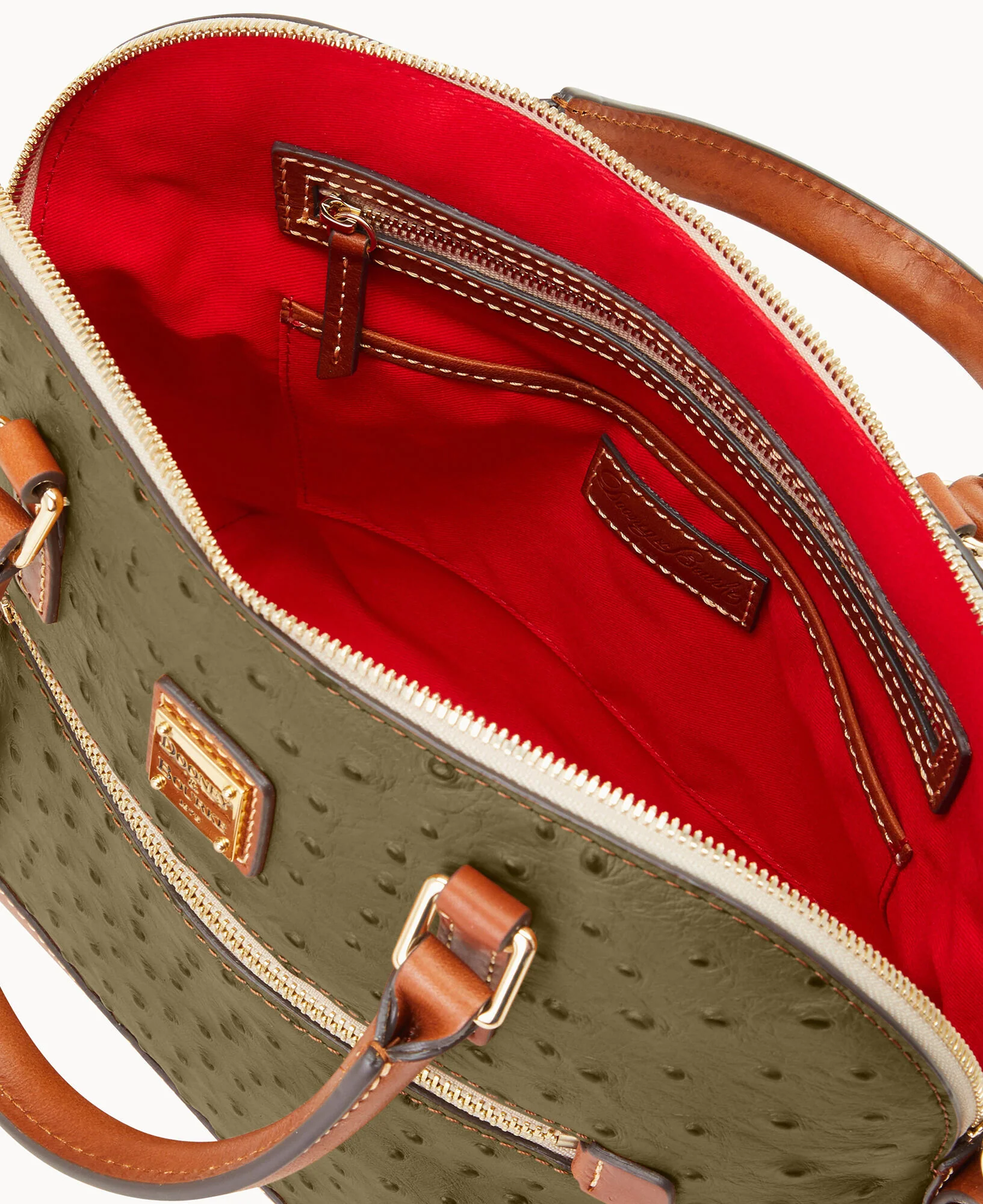 Ostrich Domed Zip Satchel - Image 25