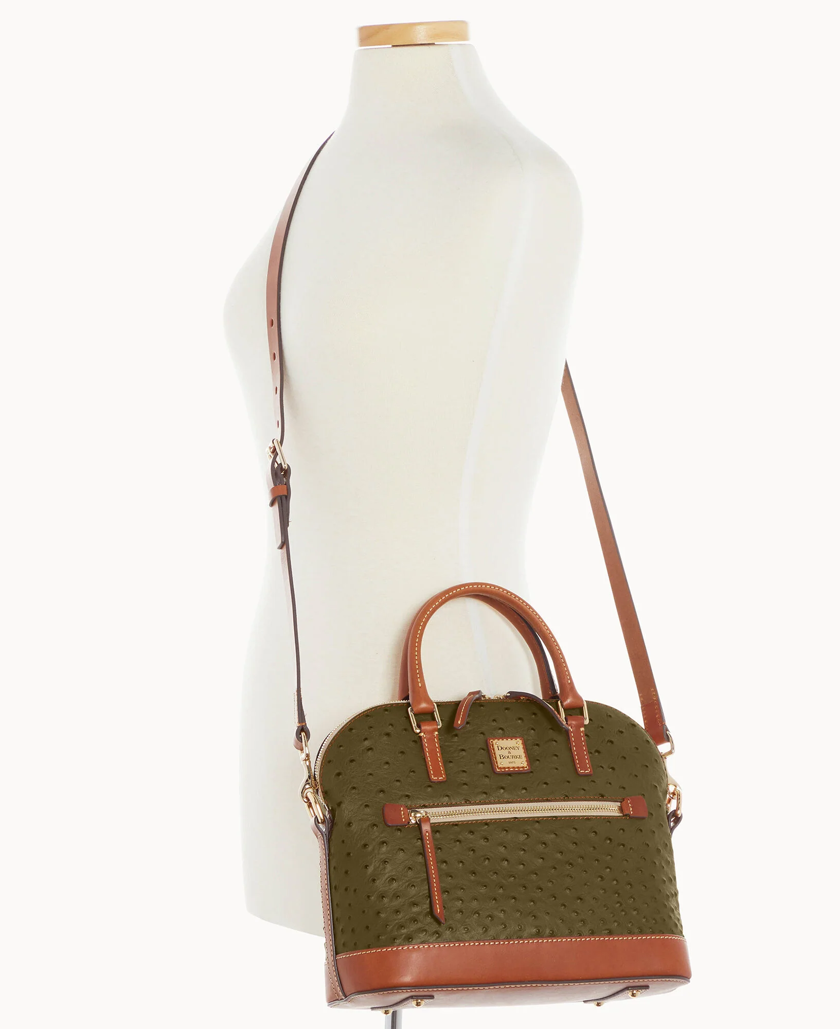 Ostrich Domed Zip Satchel - Image 26