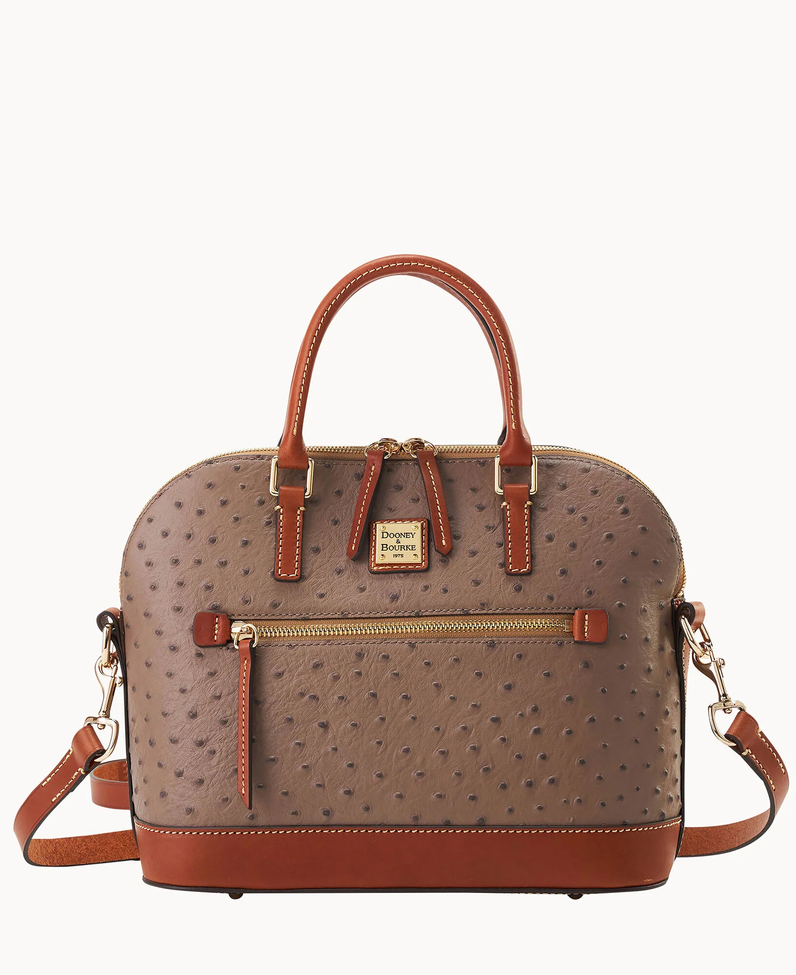 Ostrich Domed Zip Satchel - Image 27