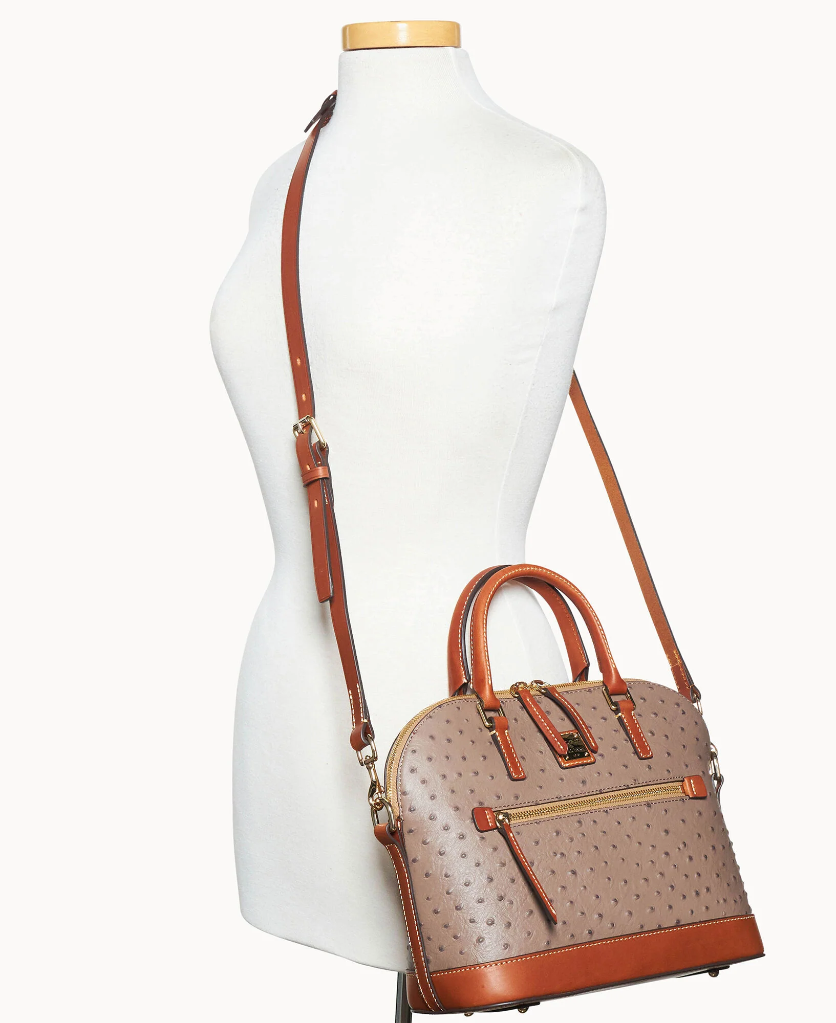 Ostrich Domed Zip Satchel - Image 30