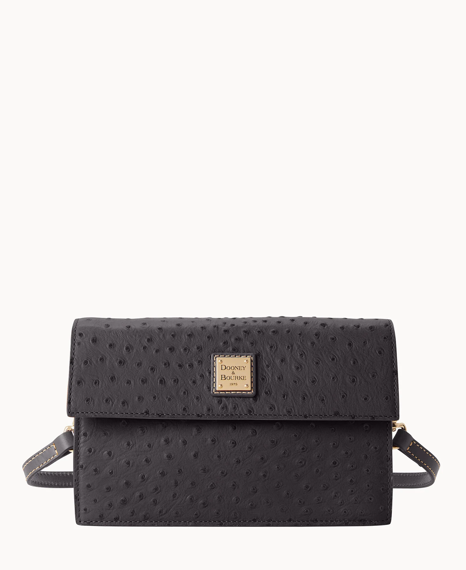 Ostrich East West Flap Shoulder Bag