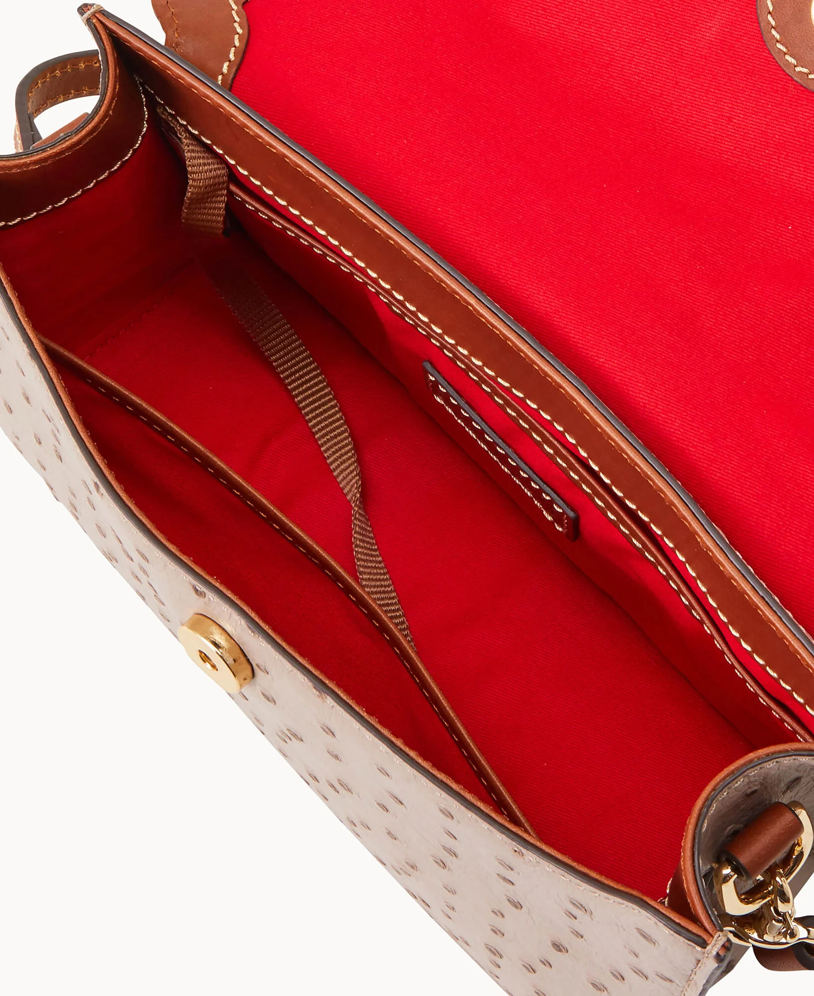Ostrich East West Flap Shoulder Bag - Image 13
