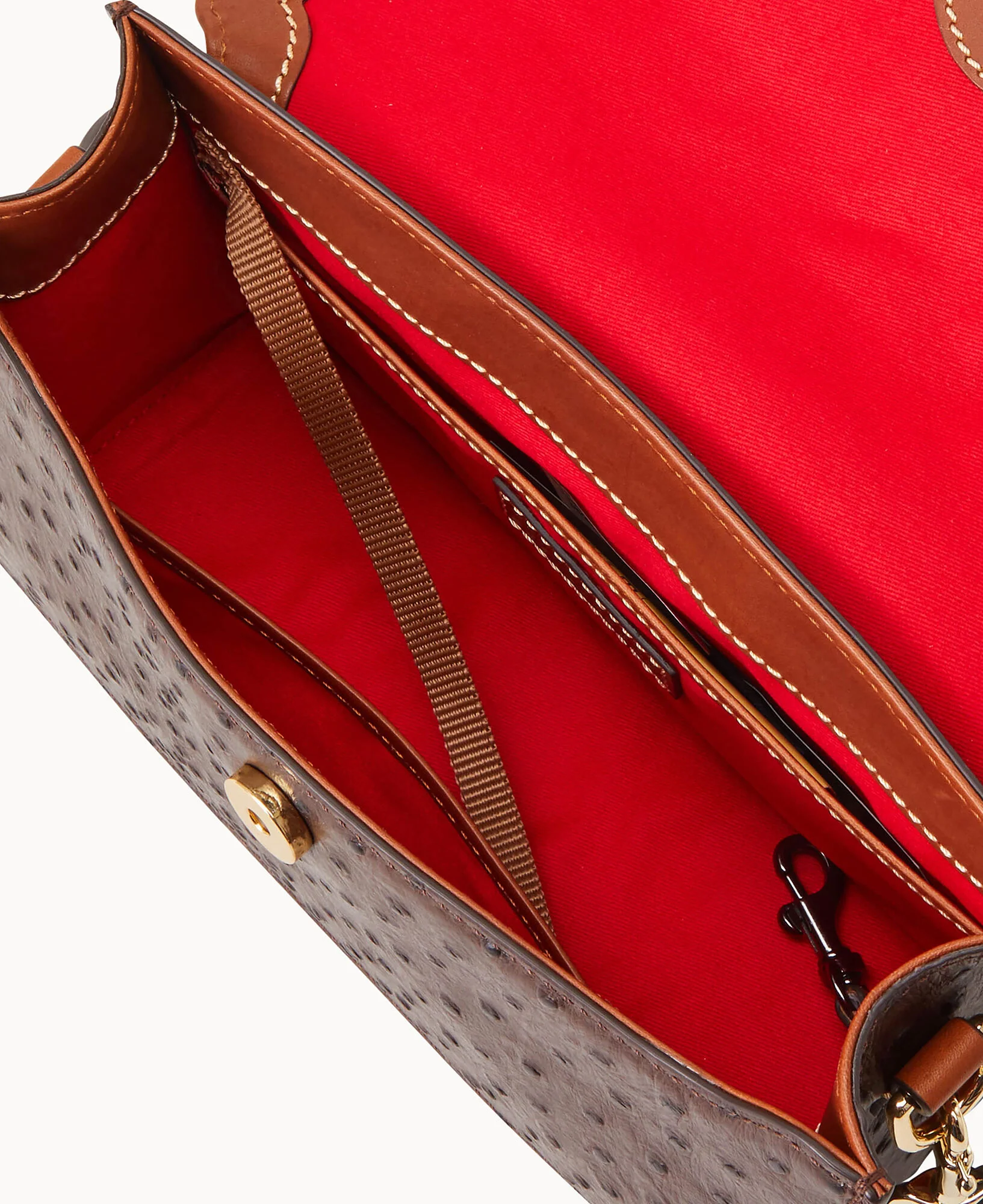 Ostrich East West Flap Shoulder Bag - Image 8
