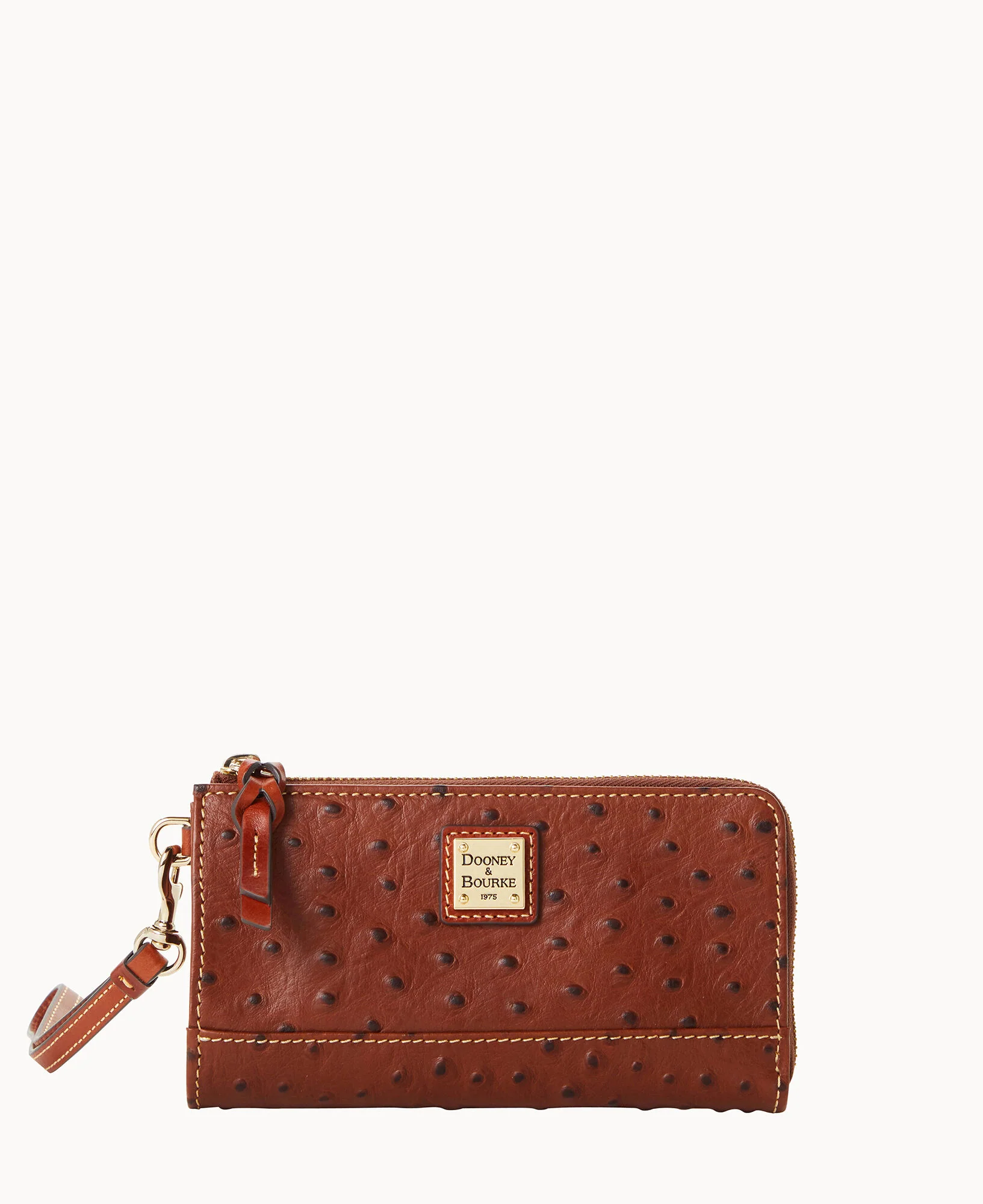 Ostrich Folded Zip Wristlet