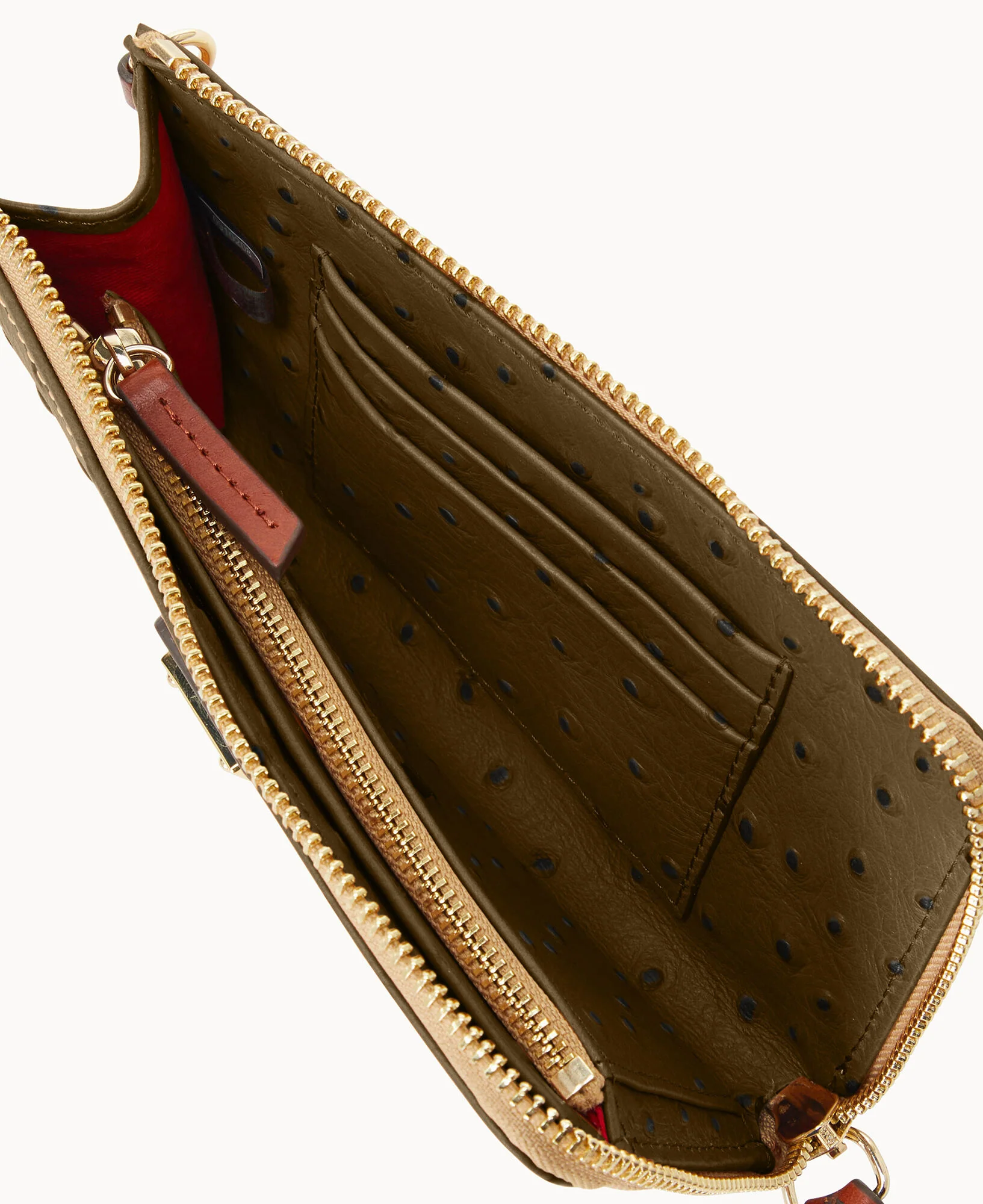 Ostrich Folded Zip Wristlet - Image 6