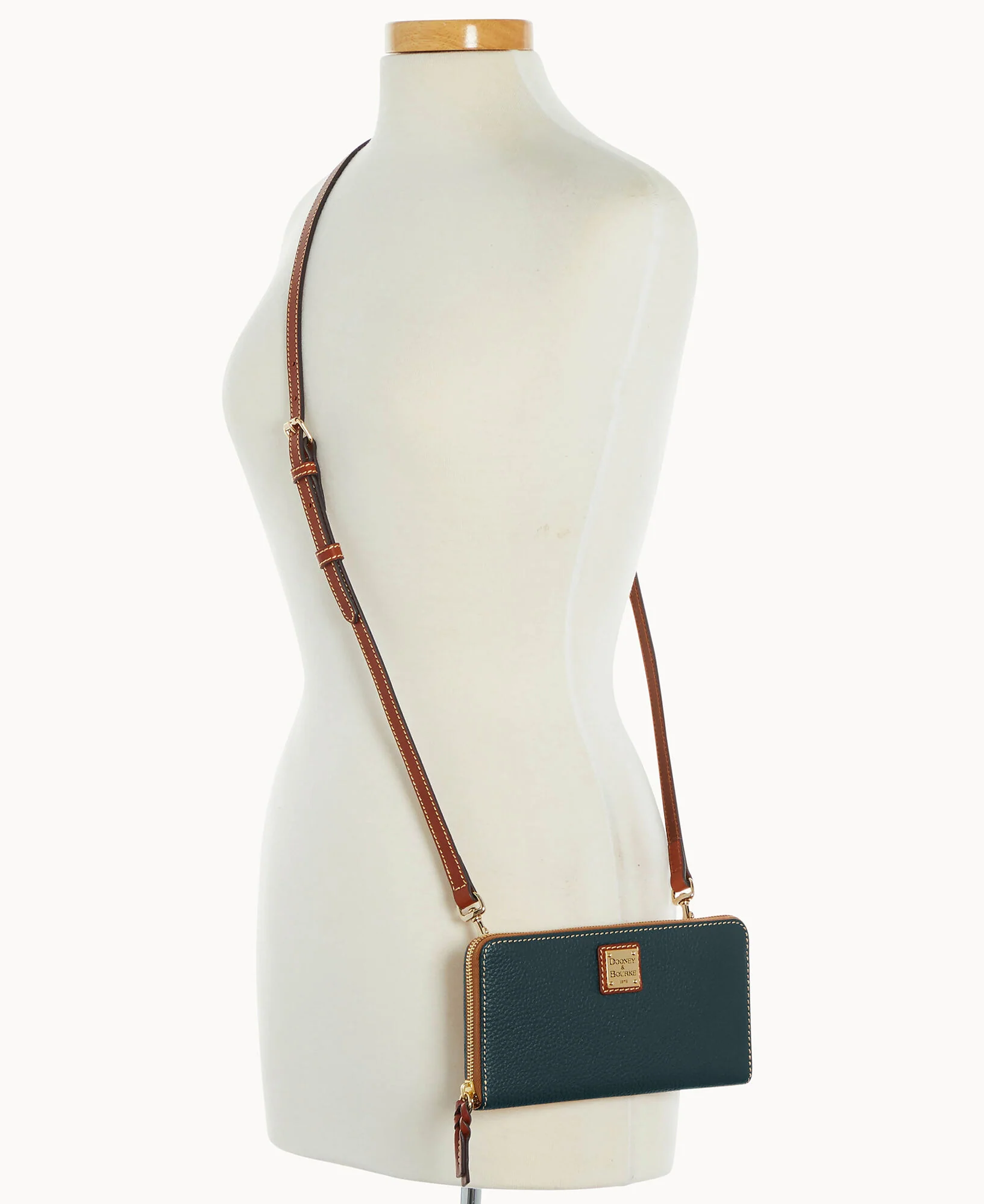 Pebble Grain Large Zip Around Wristlet Crossbody - Image 37