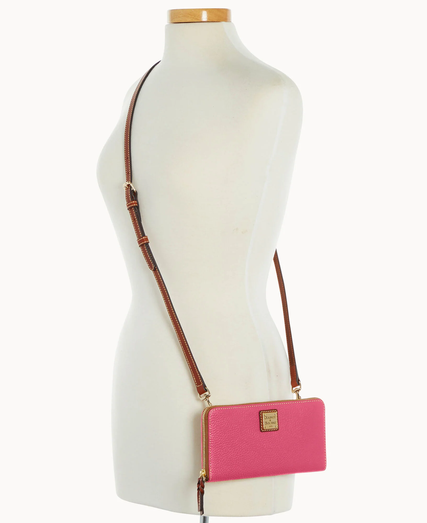 Pebble Grain Large Zip Around Wristlet Crossbody - Image 41