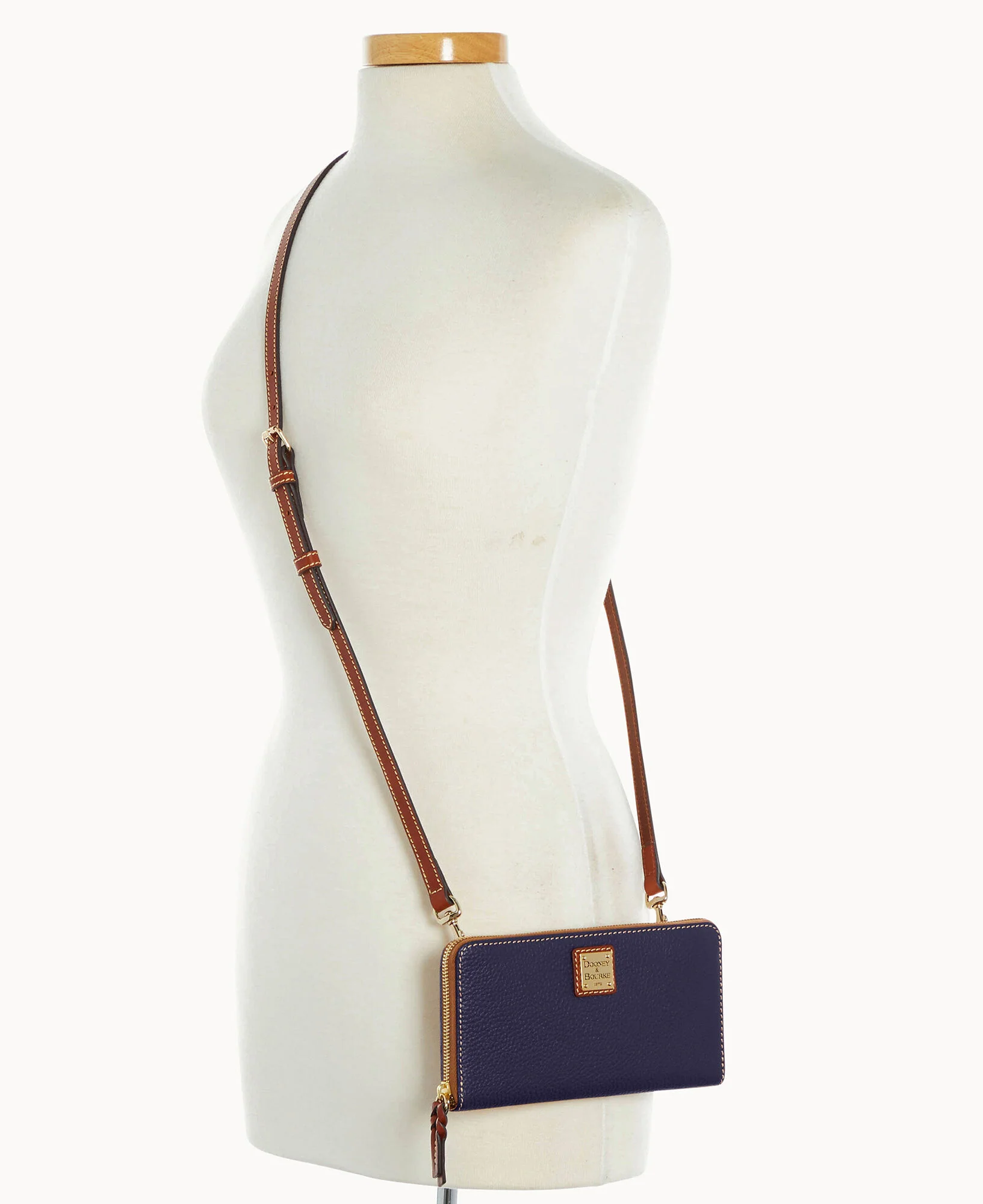 Pebble Grain Large Zip Around Wristlet Crossbody - Image 46