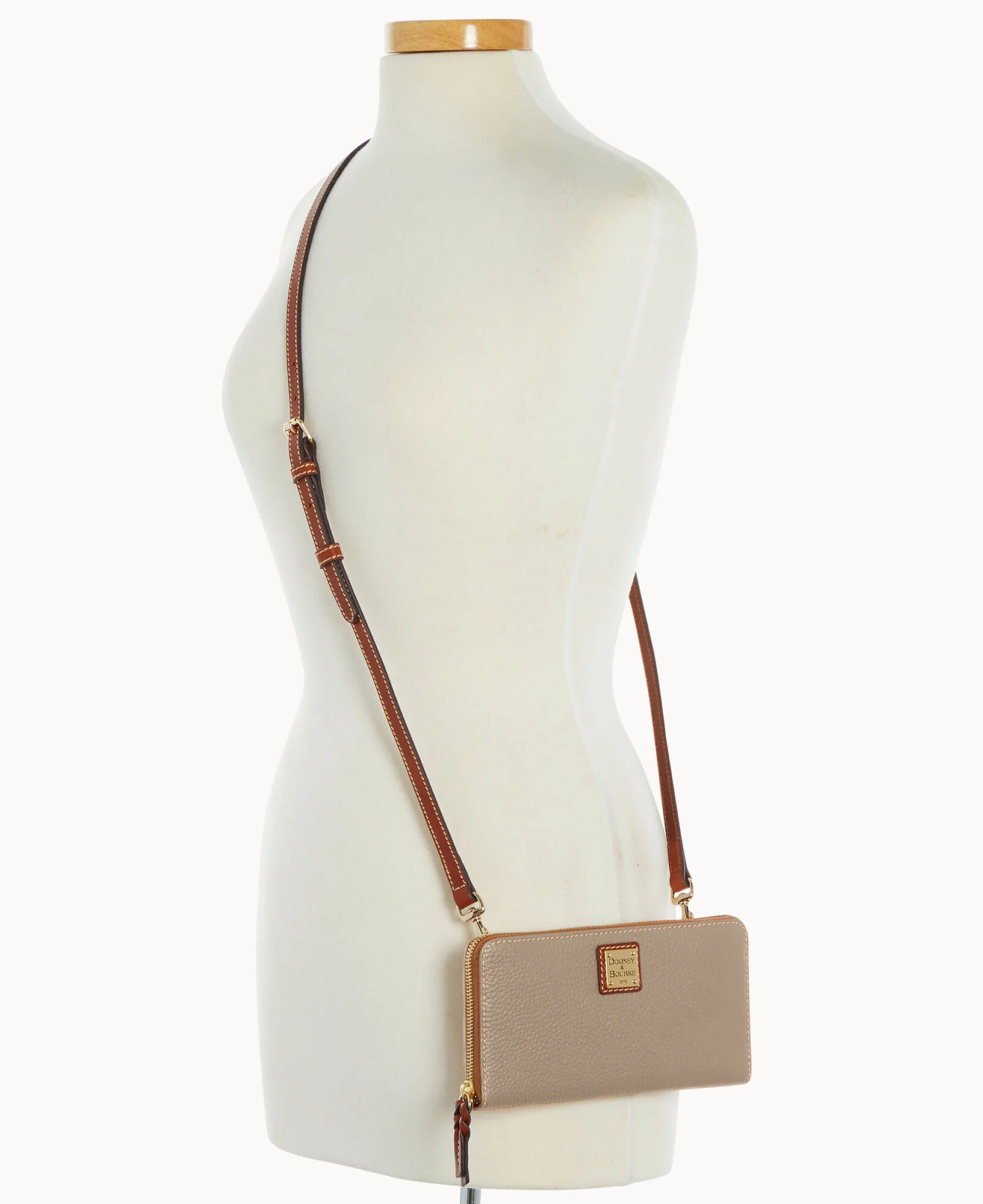 Pebble Grain Large Zip Around Wristlet Crossbody - Image 60