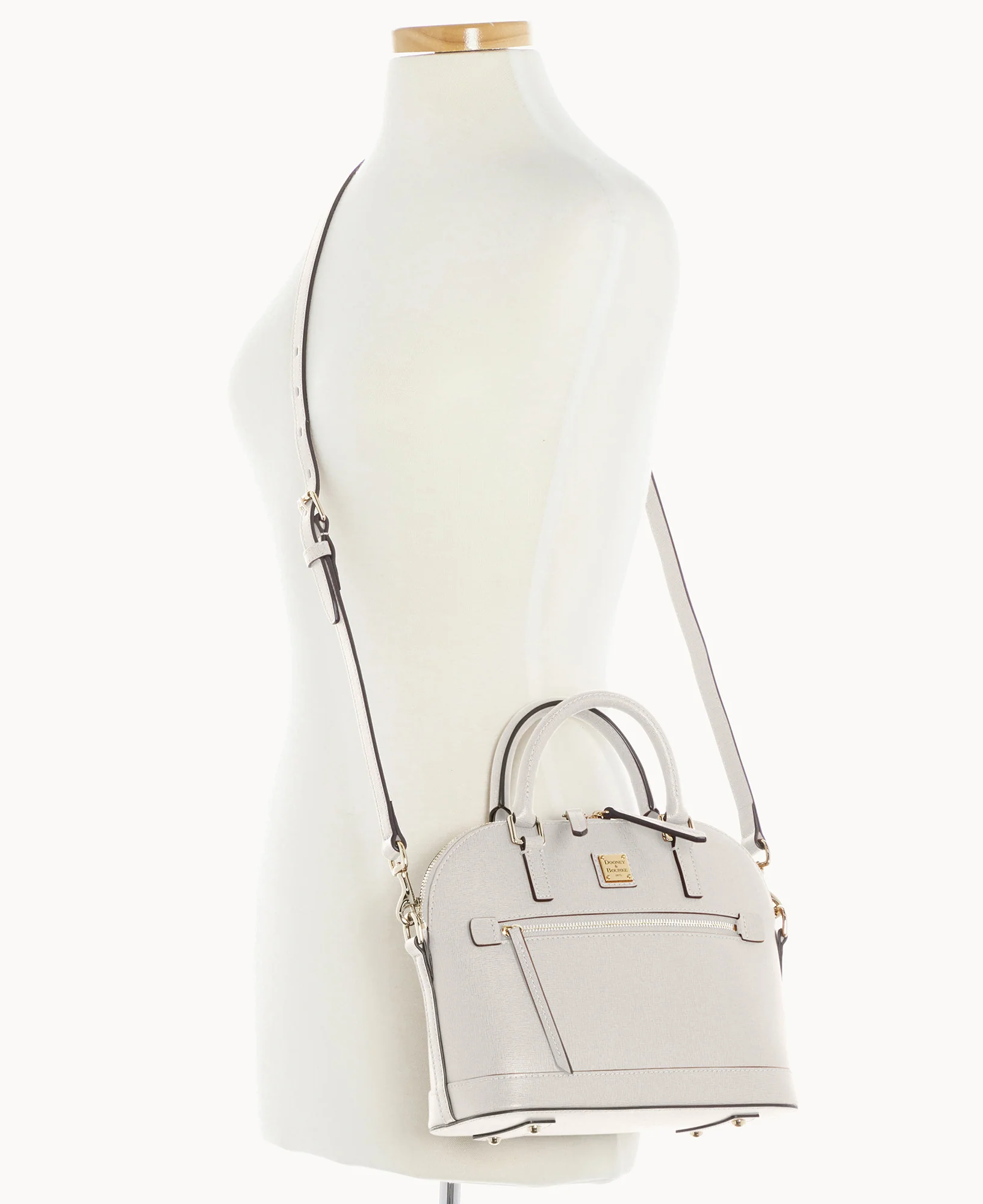 Saffiano Small Domed Zip Satchel - Image 11