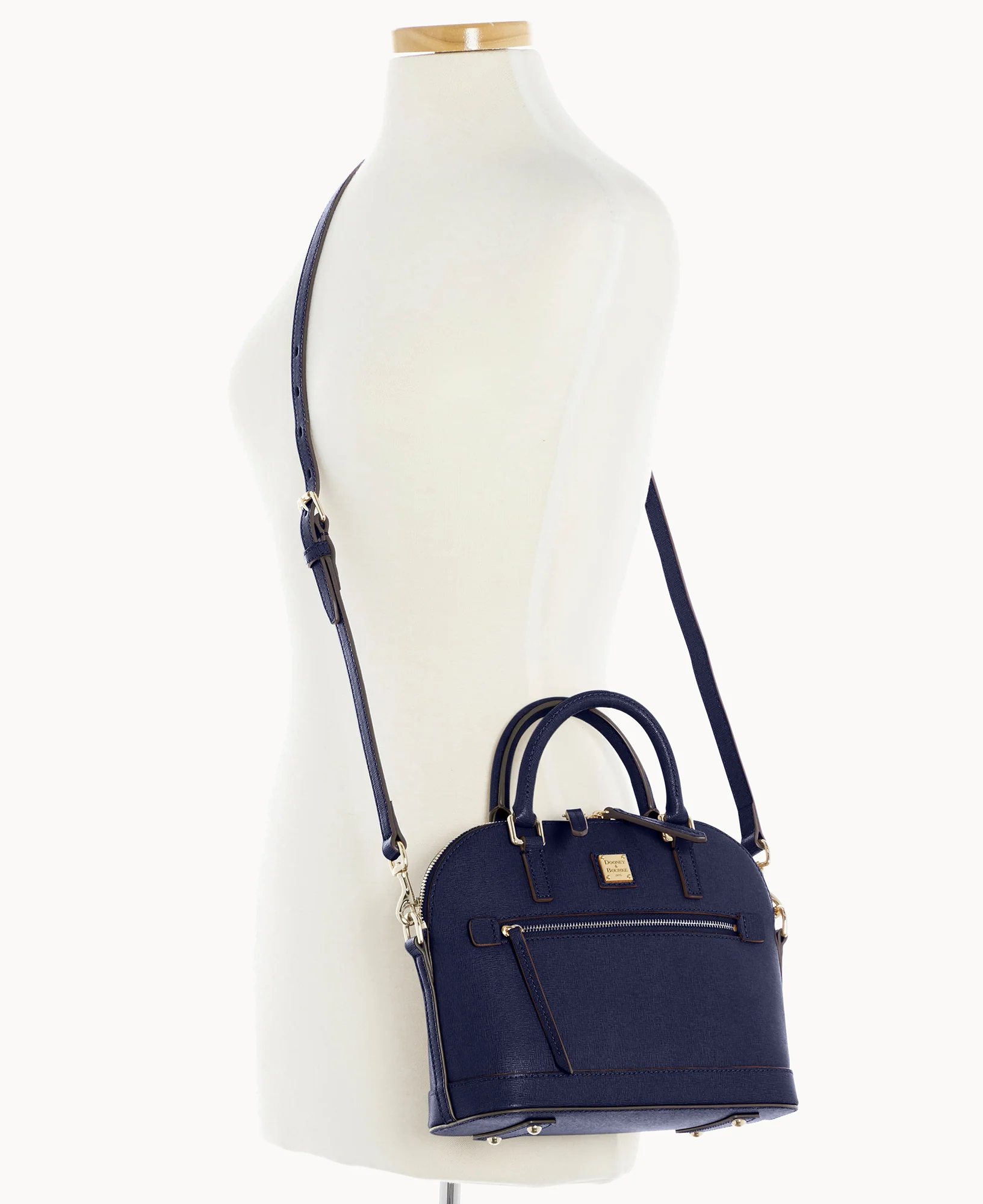 Saffiano Small Domed Zip Satchel - Image 19
