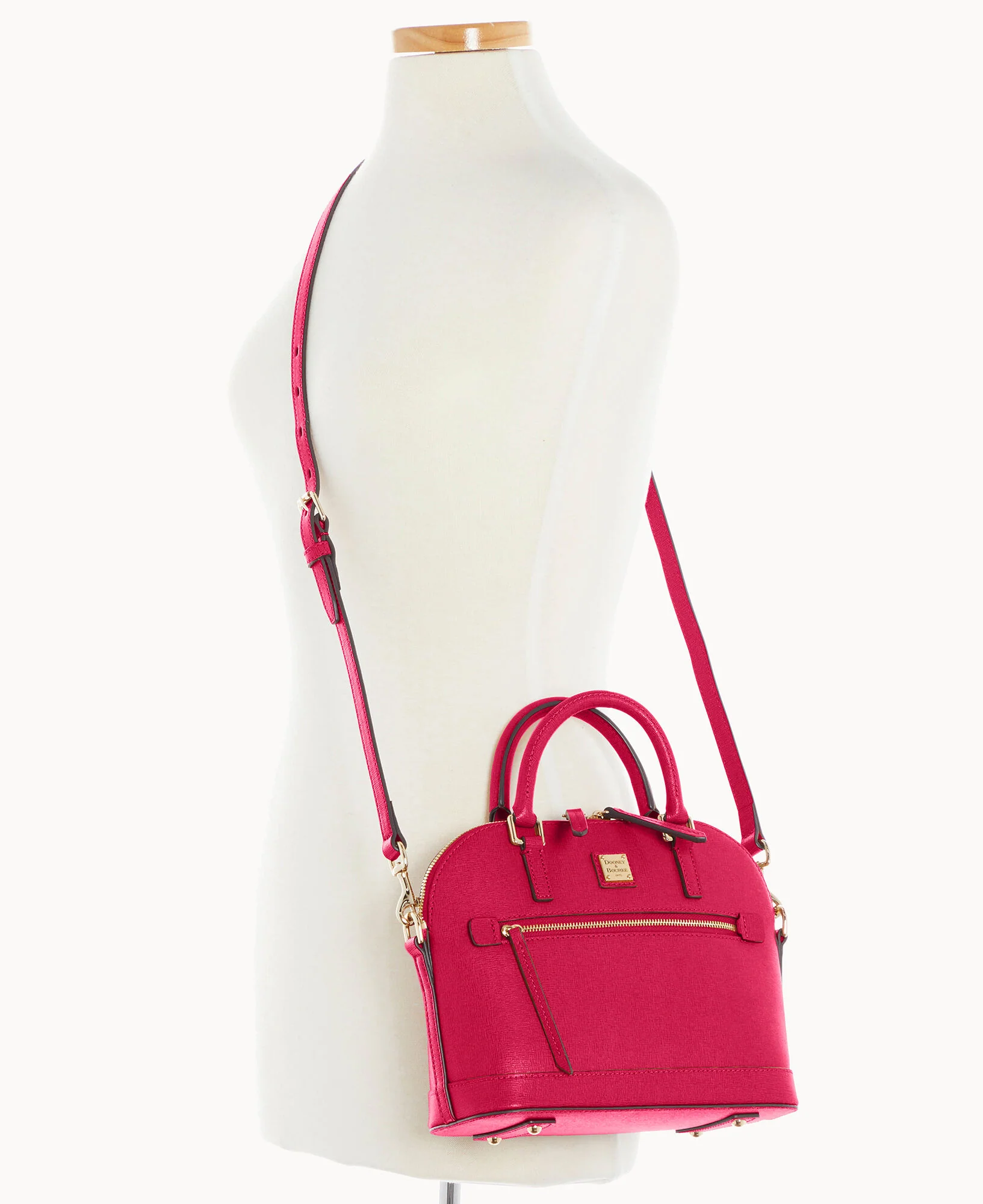 Saffiano Small Domed Zip Satchel - Image 27