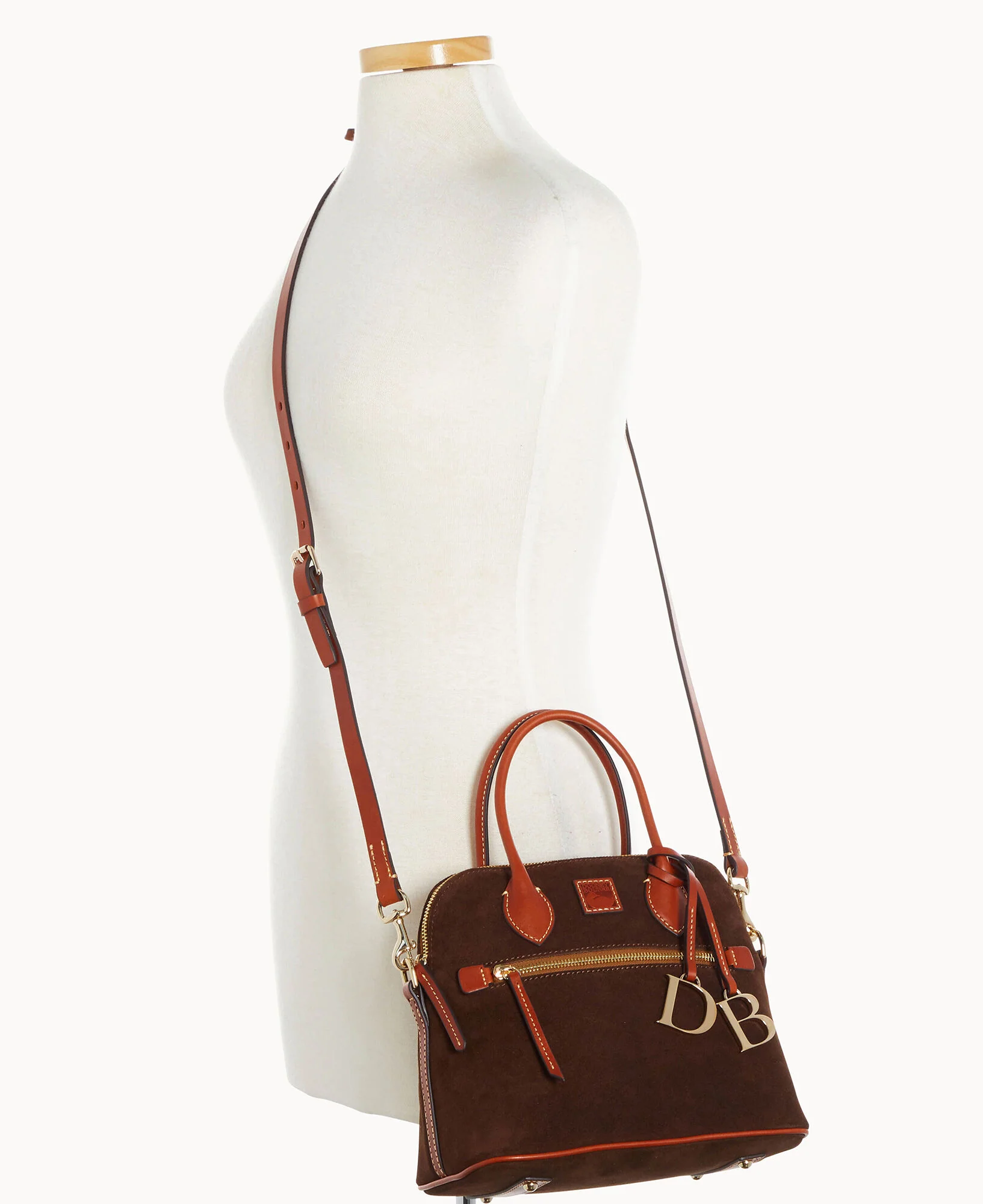 Suede Domed Satchel - Image 4