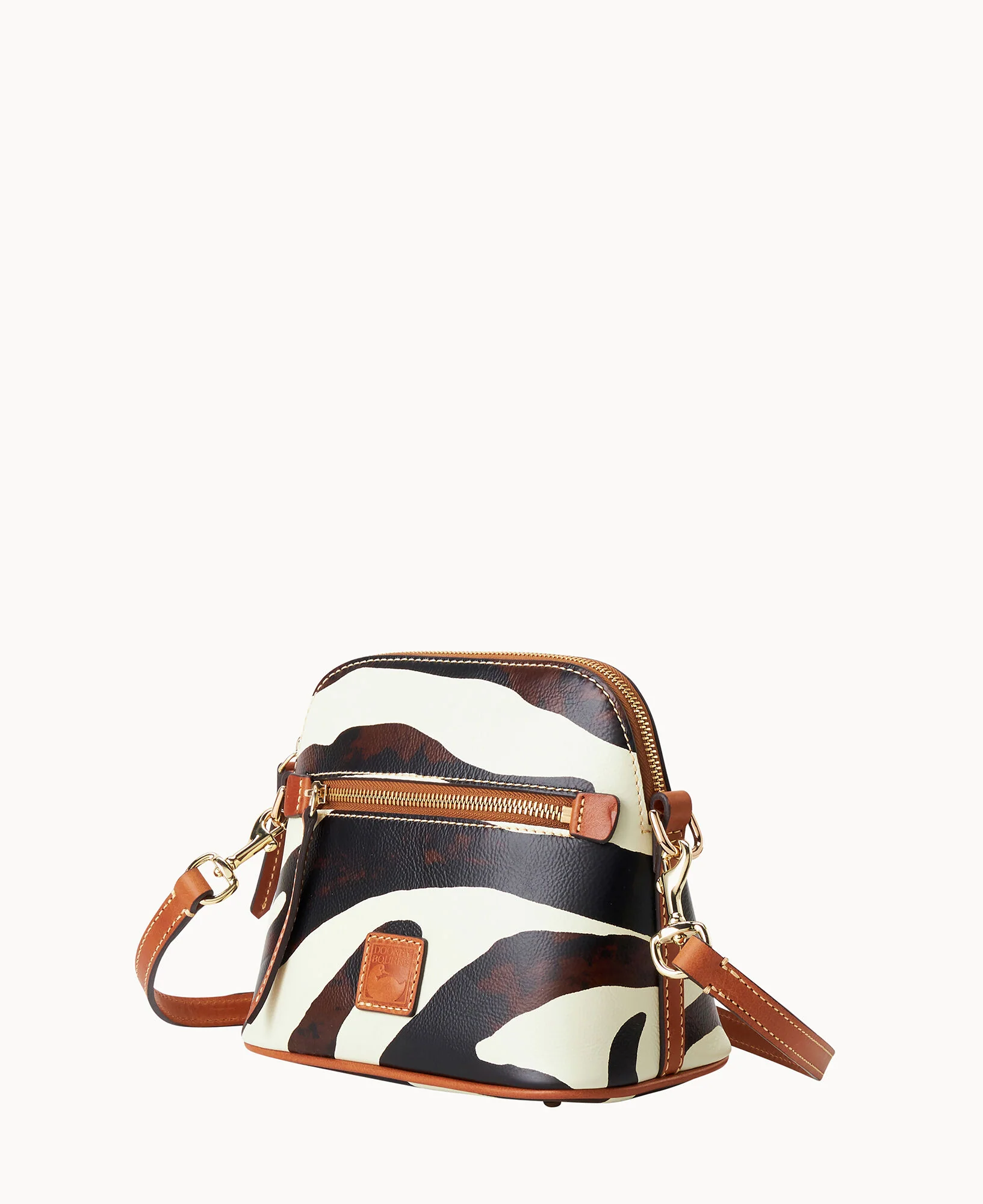 Zebra Leather Domed Crossbody - Image 2
