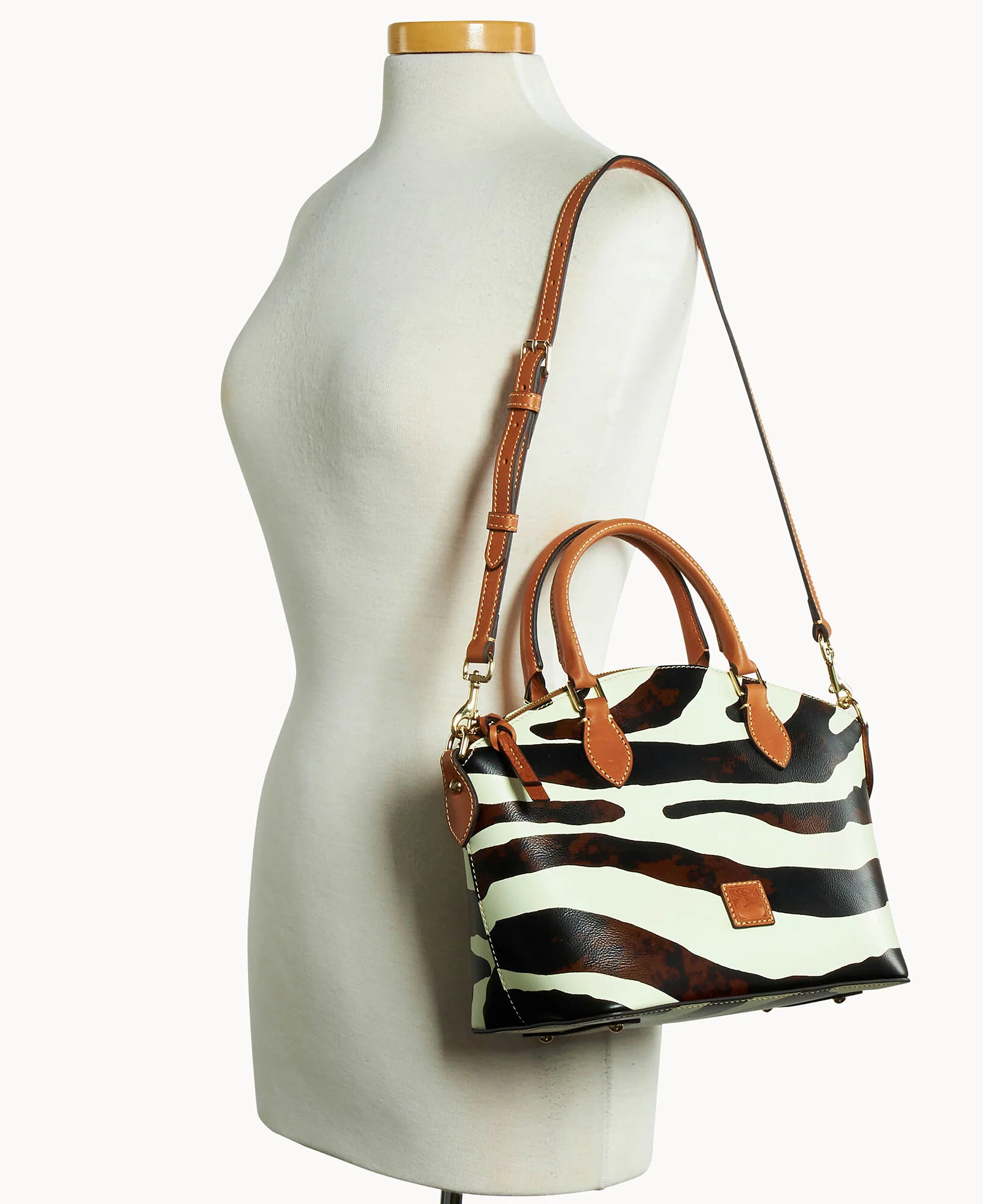 Zebra Leather Geena Satchel - Image 4